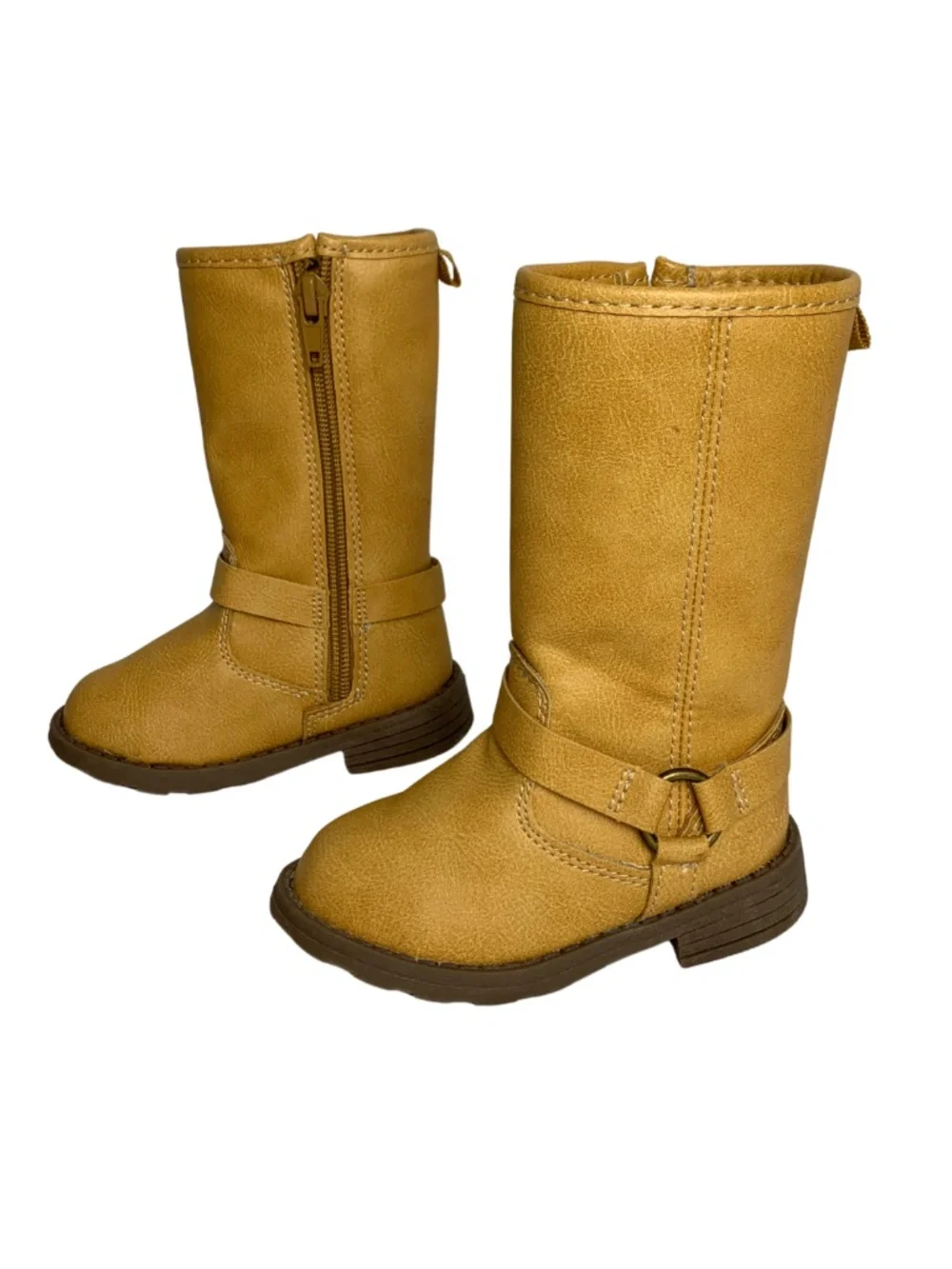 Carter's Tan Riding Style Boots Girl Toddler 4M Side Zippers Buckle Detailing